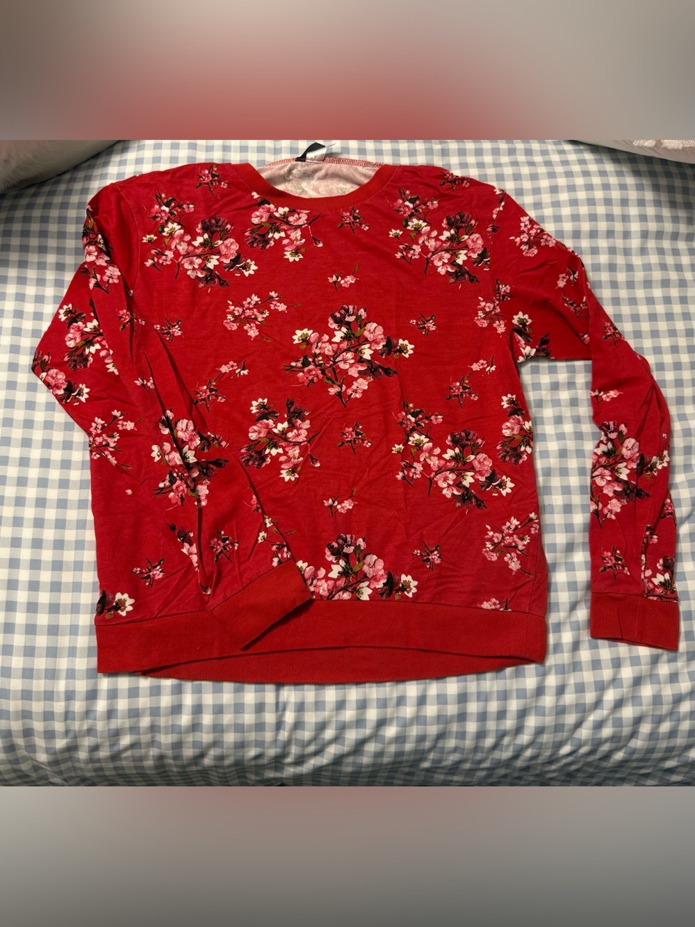 H&M Red Floral Crewneck Sweatshirt